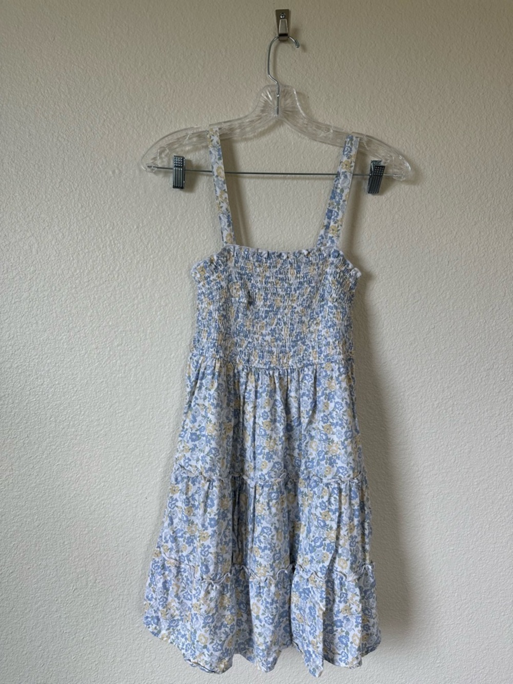 Hollister Smocked Tiered Mini Dress - Blue & Yellow Floral